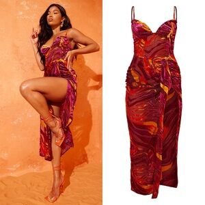 Pretty Little Thing Devore Midi Dress 4 Small